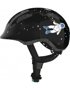 Hjälm smiley 2.0 50-55 cm svart med rymd motiv grönt spänne abus
