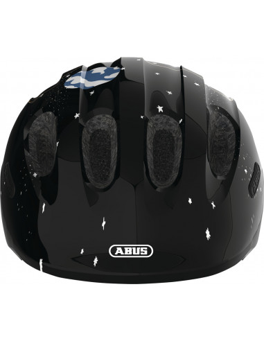 Hjälm smiley 2.0 50-55 cm svart med rymd motiv grönt spänne abus