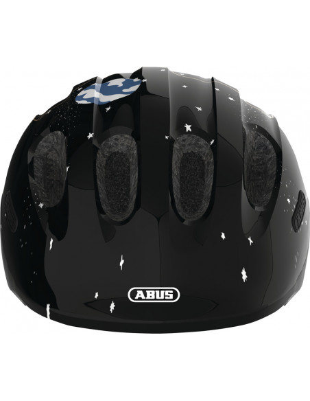 Hjälm smiley 2.0 50-55 cm svart med rymd motiv grönt spänne abus