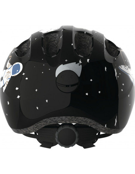 Hjälm smiley 2.0 50-55 cm svart med rymd motiv grönt spänne abus