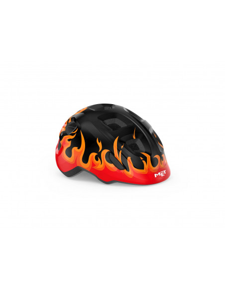 Hjälm hooray 46-52 cm svart med eldflammor met
