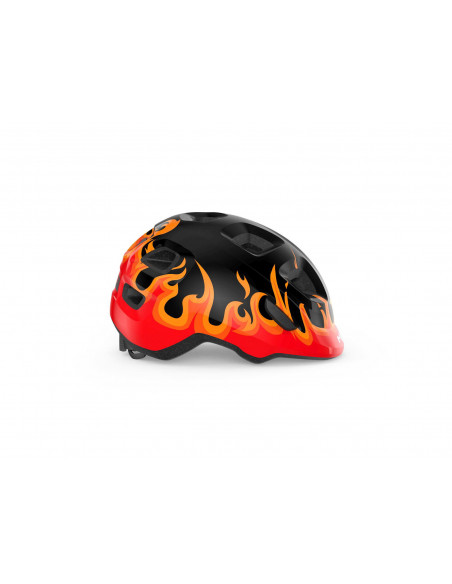 Hjälm hooray 46-52 cm svart med eldflammor met