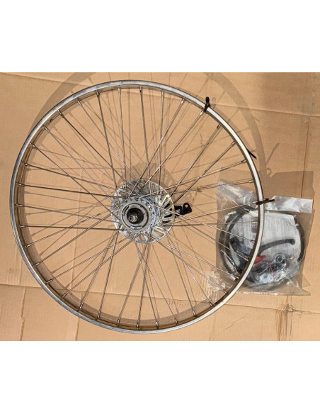 Bakhjul 26 tum (559) 3-v med rullbroms rostfritt silver 36-h