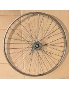 Bakhjul 26 tum (584) 0-v med fotbroms rostfritt silver 36-h