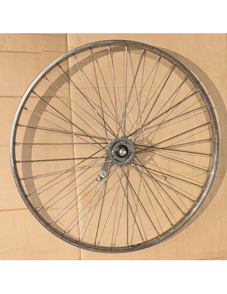 Bakhjul 26 tum (584) 0-v med fotbroms rostfritt silver 36-h