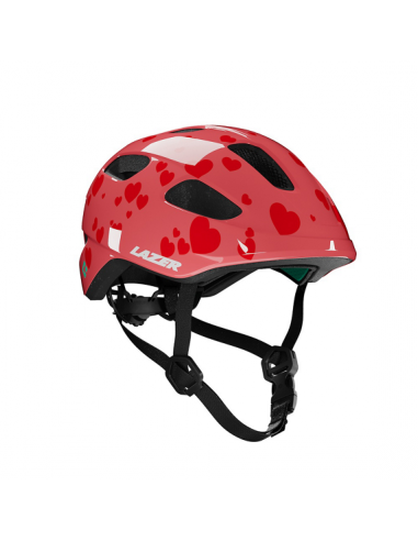 Hjälm nutz 2.0 kineticore 50-56 cm röd med röda hjärtan lazer