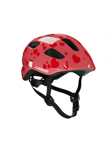 Hjälm nutz 2.0 kineticore 50-56 cm röd med röda hjärtan lazer