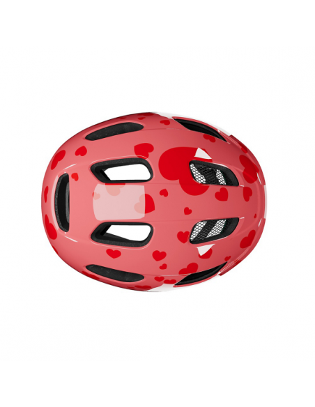 Hjälm nutz 2.0 kineticore 50-56 cm röd med röda hjärtan lazer