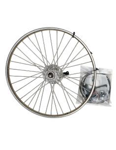 Bakhjul 26 tum (559) 3-v med rullbroms rostfritt silver 36-h