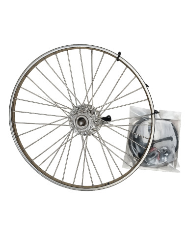 Bakhjul 26 tum (559) 3-v med rullbroms rostfritt silver 36-h