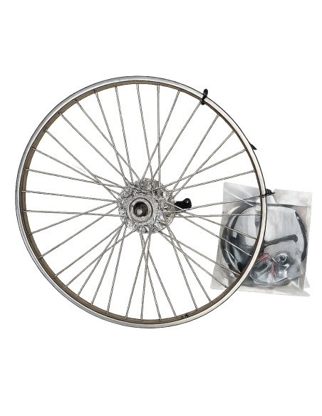 Bakhjul 26 tum (559) 3-v med rullbroms rostfritt silver 36-h