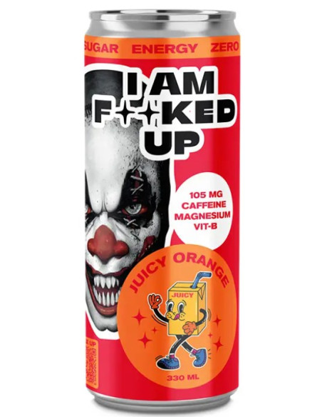Energidryck juicy orange 33 cl burk fucked up