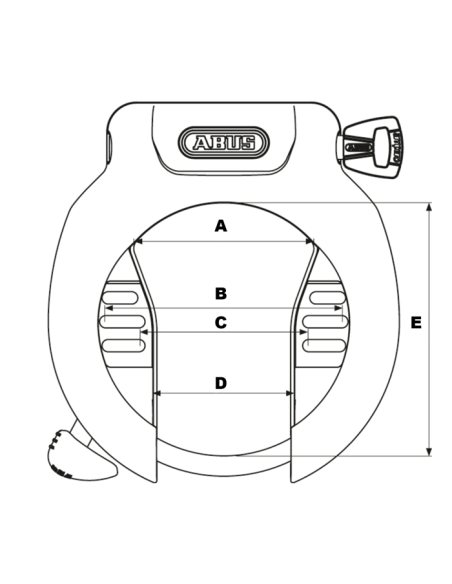 Ringlås shield 4650 och låscylider för shimano pakethållare batterier abus