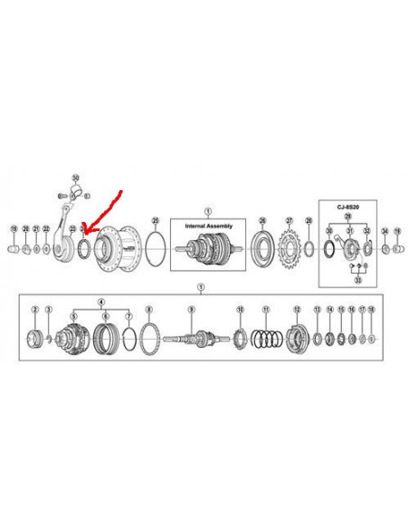 Kulring vänster yttre sg7c/c3000 nexus 7-v shimano
