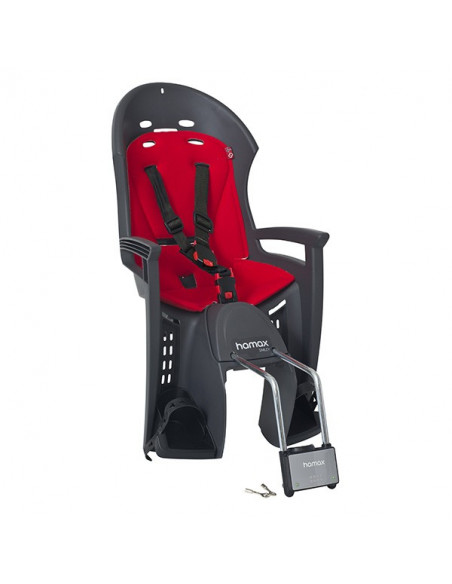 Barnsits smiley grå/röd med låsbart ramfäste hamax