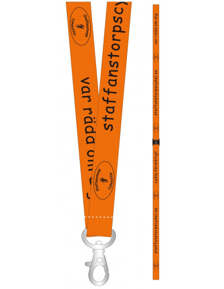 Nyckelband 20 mm med säkerhetslås orange