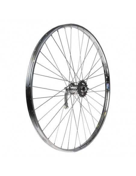 Hjul bak 28 tum (622) 0-v med fotbroms kromstål 36-h silver