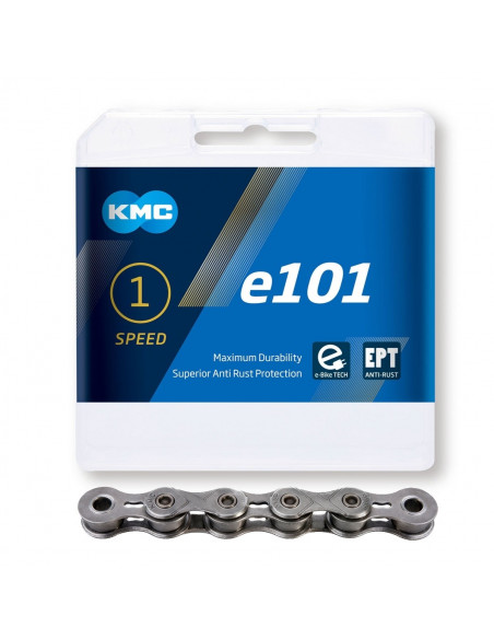 Kedja e101 antirost, 1/2 x 1/8 tum, 10 cm, förstärkt, för bla. fotbromsad elcykel, kmc