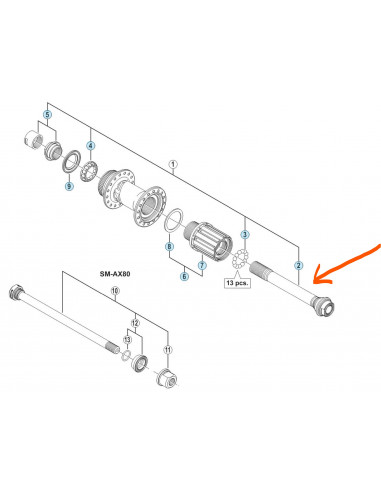 Axel fh-m640 12 mm shimano