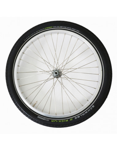 Transporthjul 20 tum (406) 36-h aluminium silver inkl. däck och slang