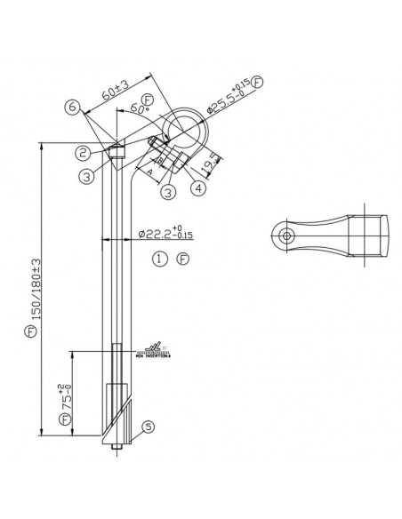 Styrstam 22,2 X 150 mm silver