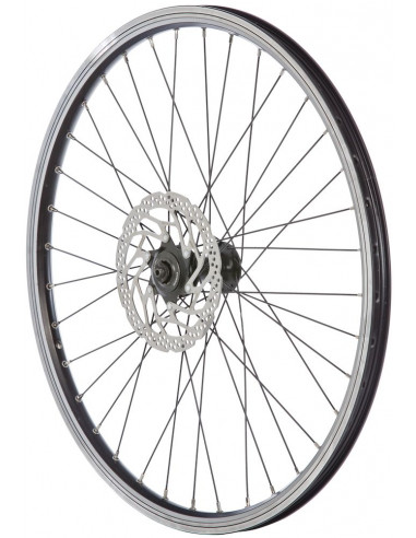 Framhjul 24 tum 507-19 dubbel bottnad svart 36-h snabbkoppling spectra