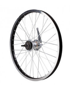 Bakhjul 24 tum (507) 3-v med fotbroms aluminium dubbelbottnad 36-h svart