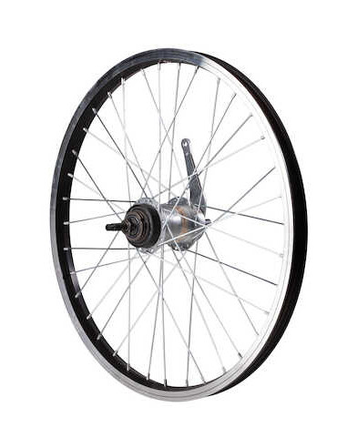 Bakhjul 24 tum (507) 3-v med fotbroms aluminium dubbelbottnad 36-h svart