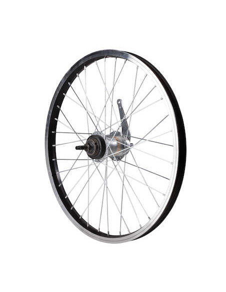 Bakhjul 24 tum (507) 3-v med fotbroms aluminium dubbelbottnad 36-h svart