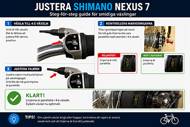 Guide för justering av Shimano Nexus 7-växlar